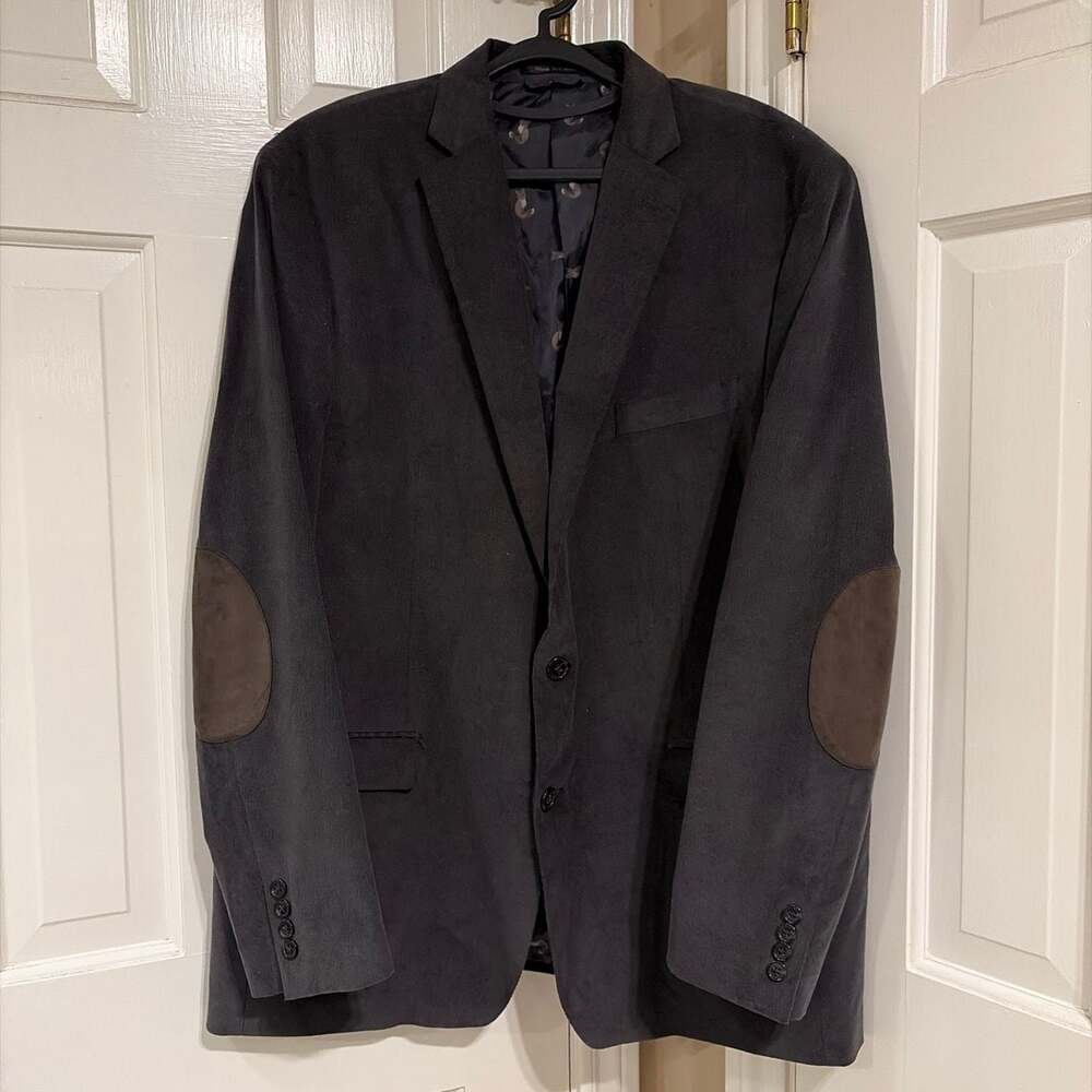 Lauren Ralph Lauren Mens Black Corduroy Blazer Sport Coat With Elbow Patches